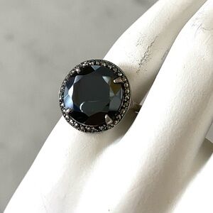 Vintage sterling silver hematite and marqusite ring.